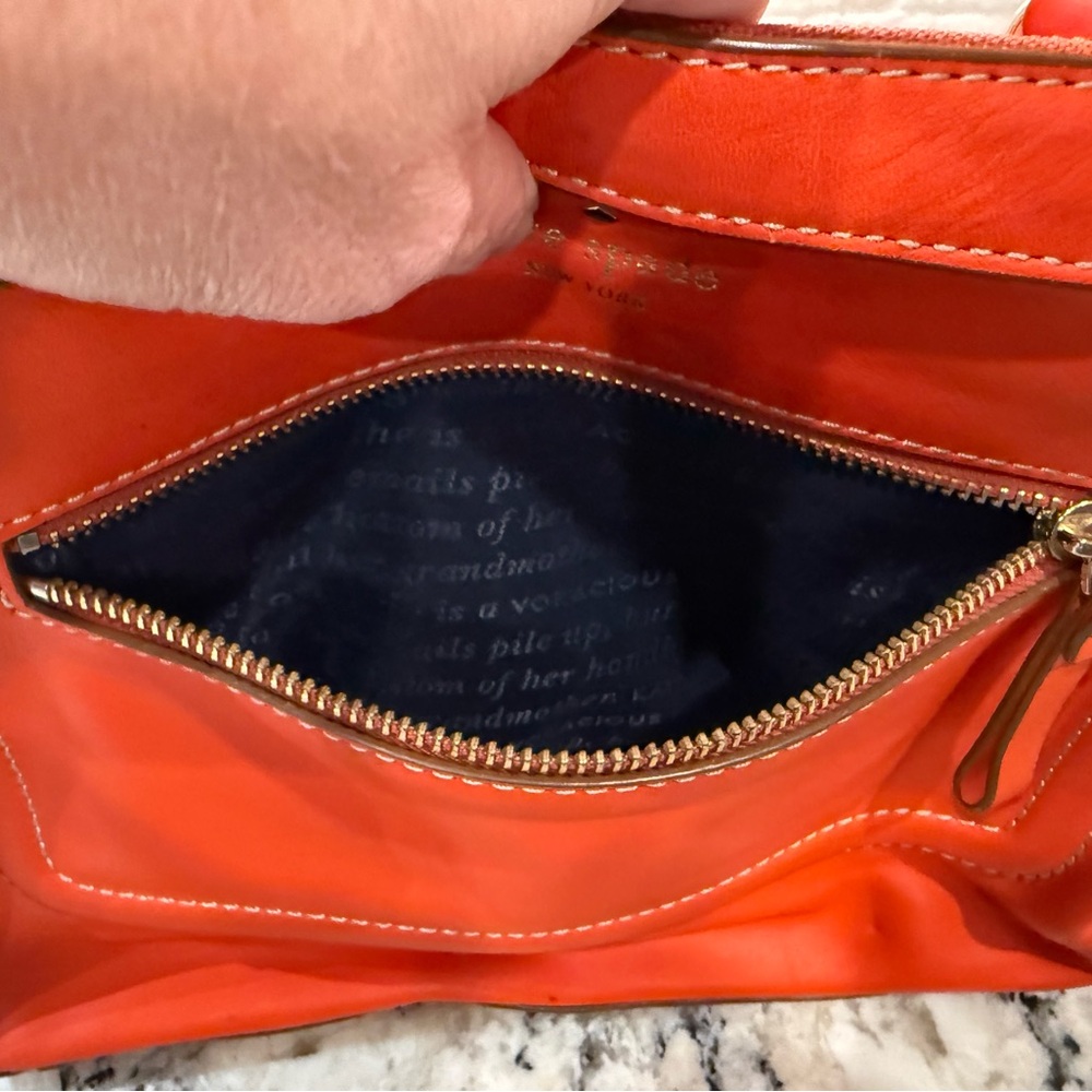 Kate Spade EUC Vintage Mott Street Fisher Orange/Red Leather Satchel - Picture 5 of 8